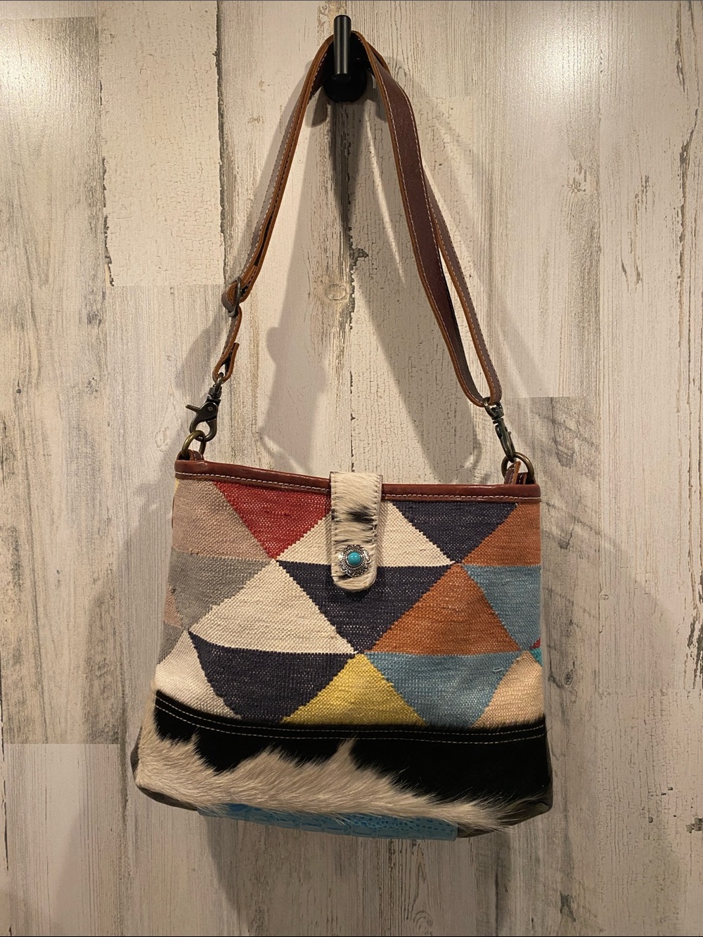 Myra Crossbody Shoulder Bag with Leather Trim